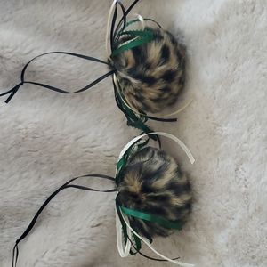 New, Faux Fur Ornament, Set of 2, Animal Print